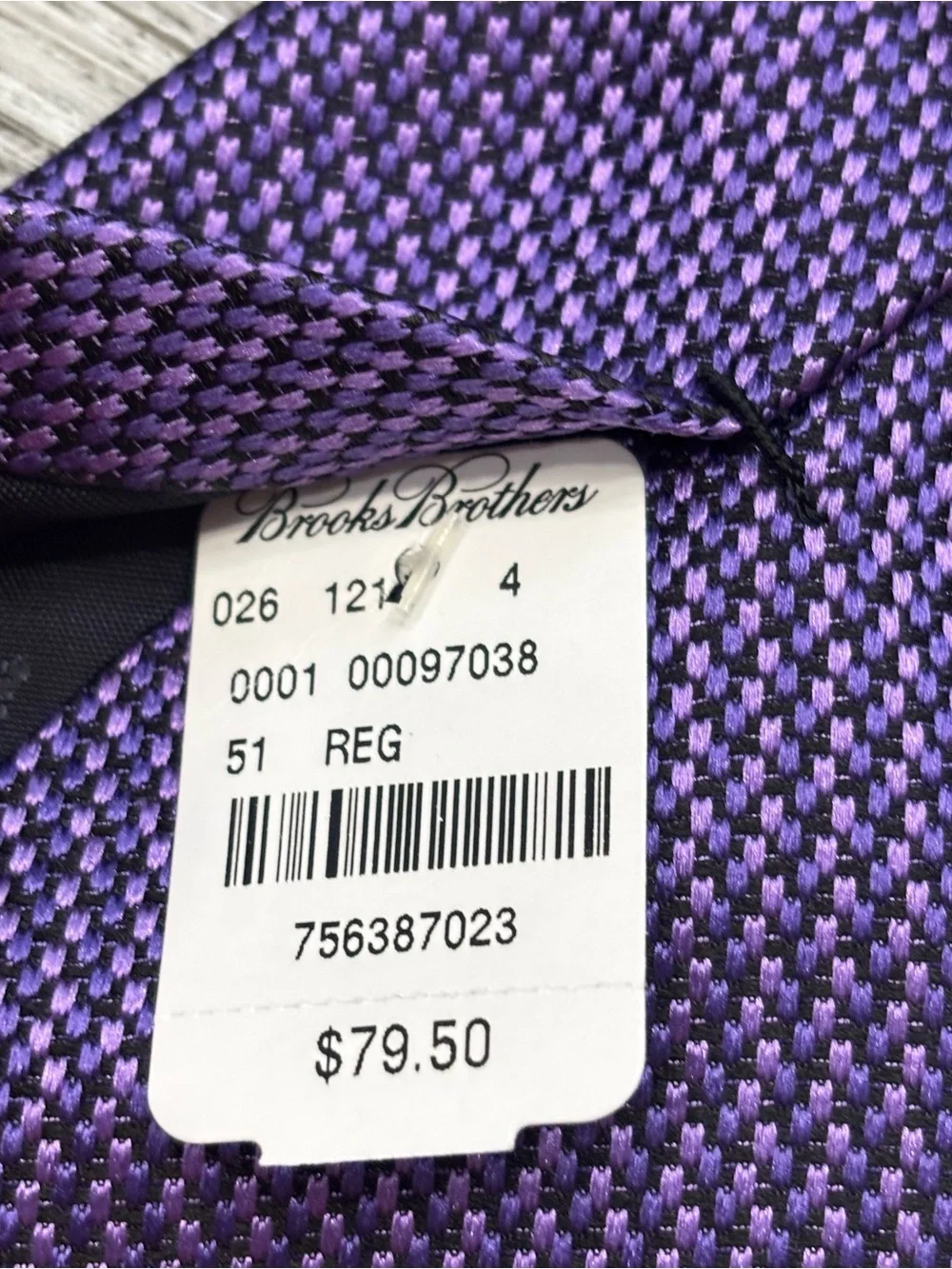 Brooks Brothers Purple Textured Silk Weave Tie USA made new w tags Italian silk